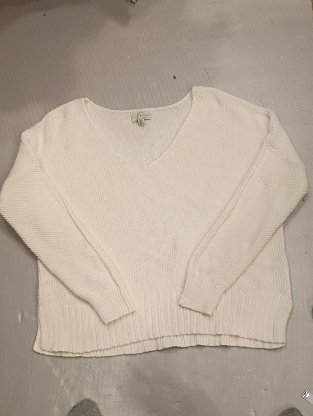 Lucky Brand White V-Neck Knit Sweater